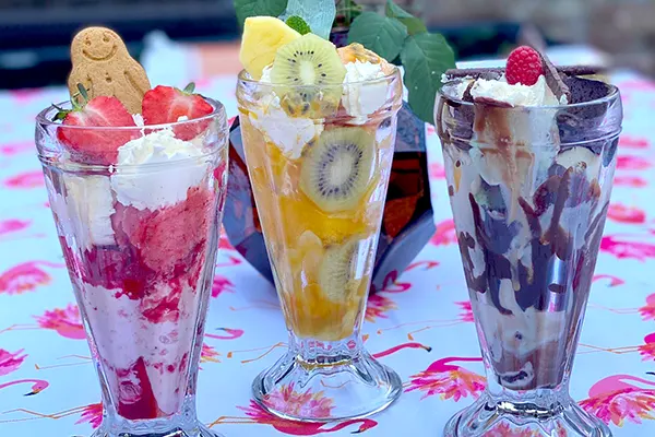 Three delicious ice cream sundaes
